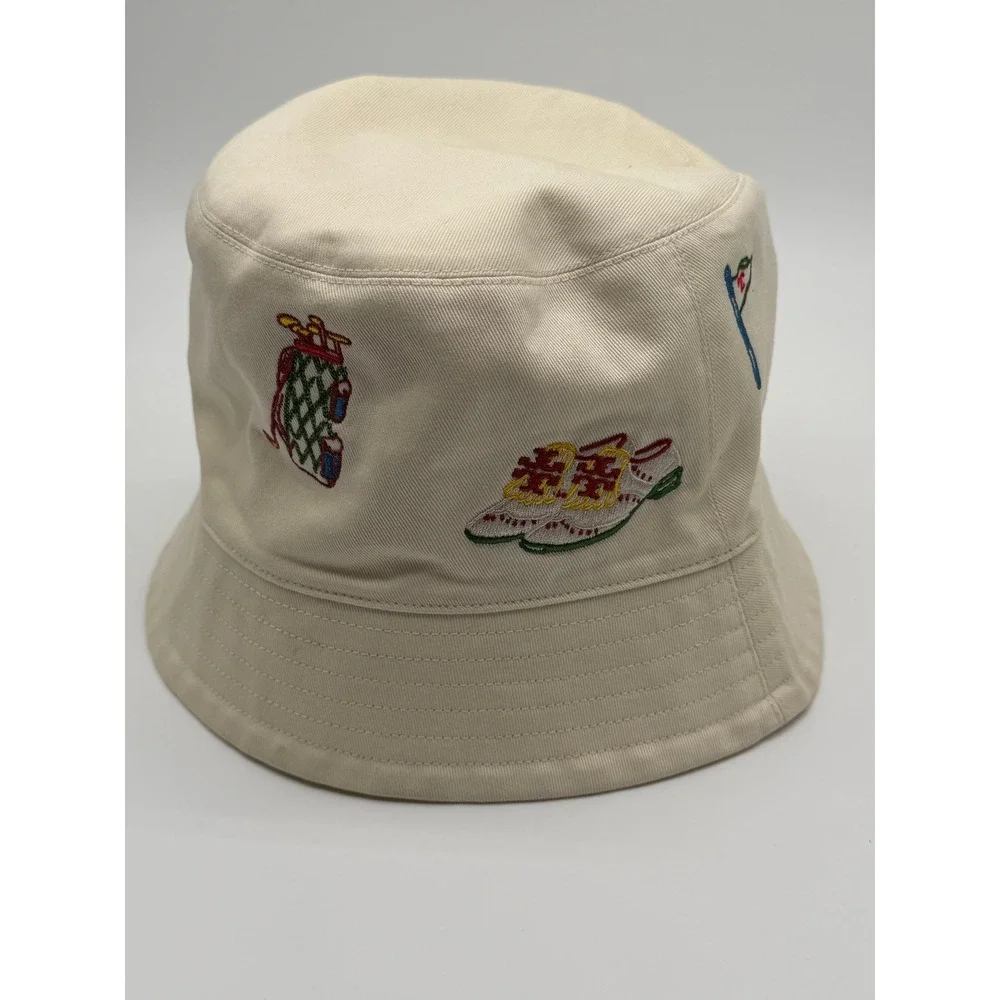 Tory Burch Bucket Hat Women Embroidered Golf I love Golf Novelty Print Logo
